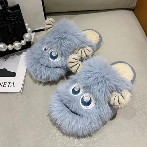 Cute Plush Slippers Monster Horn Y2K Animal Cotton Stuff Slippers Home Furry Fluffy Soft Indoor House Shoes2