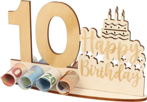 WORTGEFECHTE Regalo de Dinero de Madera para 10 cumpleaños, Idea de Regalo, Vale de Compra, Paquete de vales, Regalos de Madera, Paquete de Dinero, Regalo de Dinero para Mujeres y Hombres, Regalos de