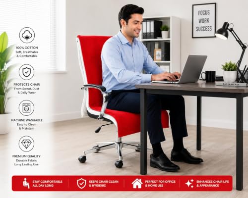 Image of ROMAN HOME Car & Office Chair Towel with 2 Tie Knots| Super Soft 400 GSM (2, red)