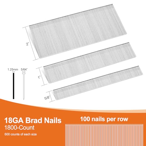 Image of PINOZE 4200-Count 18 Gauge 1 /4 inch Narrow Crown Staples (1-1 /2 inch 1-1 /4 inch 1 inch 3 /4 inch 1 /2 inch) & 18GA Brad Nails (2 inch 1 inch 5 /8 inch), Heavy Duty Galvanized Upholstery Staple for Pneumatic /Electric Stapler Gun /Brad Nailer