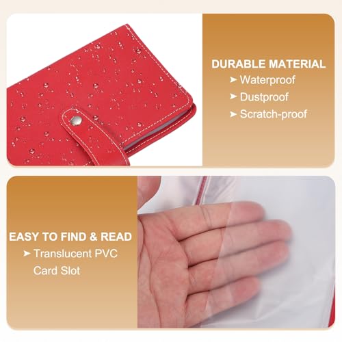 uxcell Leather Professional Credit Card Holder, 96 Slots Business Card Organizer for Men and Women, Multifunctional Credit Card Protective Case, Store Cards and Prevent Loss(Pink)3