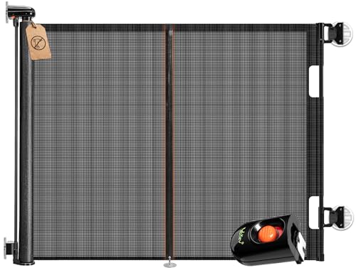 Ycozy Cancelletto per Bambini Estensibile Scale Senza Fori 0-150cm Cancelletto per Cani con Barra di Supporto, Retrattile Cancello Bambini per Scale Barriera Interni Esterni