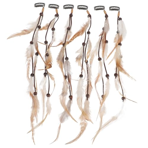 6 Clips de Plumas Étnicas MAGICLULU para Trenzas y Dreadlocks de Mujer