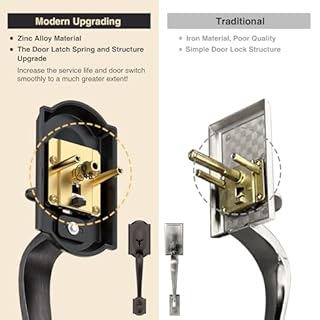 Calzibeno Vintage Front Door Handle and Deadbolt Set, Front Door Lock Set with Crystal Glass Door Knob, Entry Door Lock Set with Single Cylinder, Reversible for Right & Left, Oil Rubbed Bronze