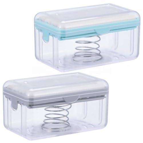 WESIEVYA Caja de Jabón Multifuncional para Baño 2piezas, Material PP Fácil de Limpiar, Diseño Compacto y Práctico para Organizar Jabón en Baño o Aseo