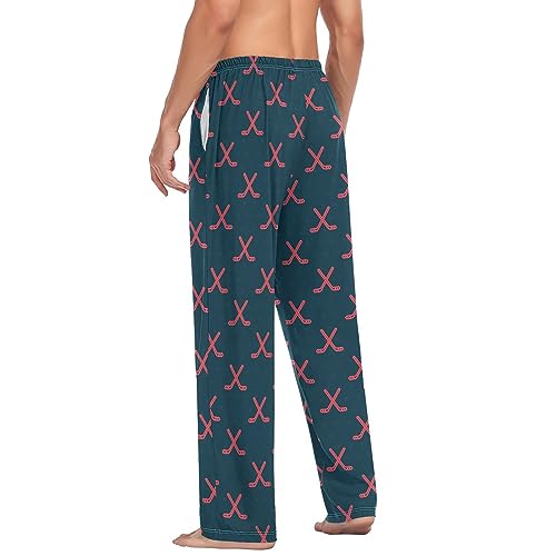 Ollabaky Pajama Pants Mens Ice Hockey Sport Pattern Sleep Lounge Pants Men Pajama Bottoms with Pockets, M - Thumbnail 5
