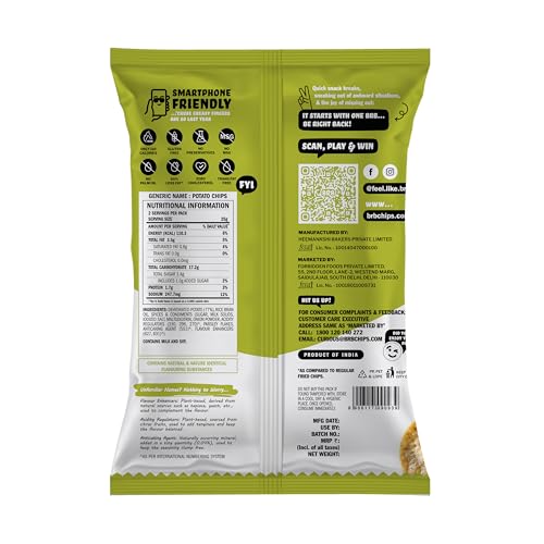 Image of BRB Popped Potato Chips | Sour Cream & Herbs Flavour | Not Fried, Not Baked | 60% Less Oil, Lower Calorie, No Palm Oil, Healthy Snack | 48g /51g Pack (weight may vary) (Pack of 3)