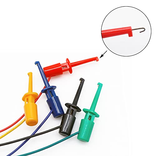 Image of Treedix 10PCS Test Hook Clips IC Clip Test Leads Logic Analyzer 30cm Jumper Wires Breadboard Testing Male and Female Copper Wire Flexible for Electronic Work Electrical Testing