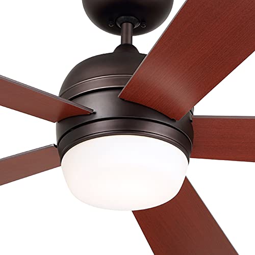 Luminance Atomical Led Indoor Ceiling Fan With Light Kit | 52 Inch Lighting Fixture With 4-Speed Remote Control | Shatter Resistant Glass Shade With 5 Blades, Oil Rubbed Bronze #TOP2