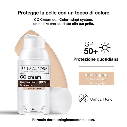 Bella Aurora, CC Cream Anti-Macchie SPF 50+, Crema...