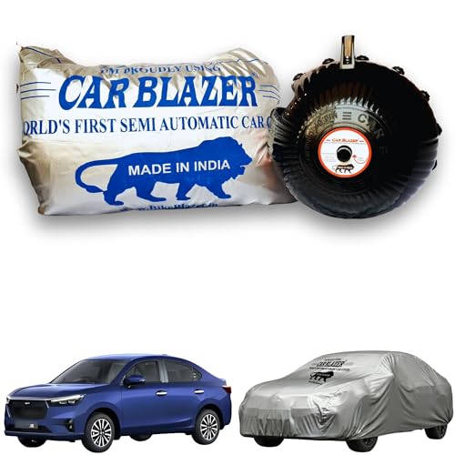 Image of CARBLAZER Portable & Semi-Automatic Full Body Car Covers: Heavy Duty Device| Anti-Theft| Dust & Scratch Proof | Water & Wind Resistant|Custom Fit| Dual-Side Cover, Compatible for Honda Amaze New