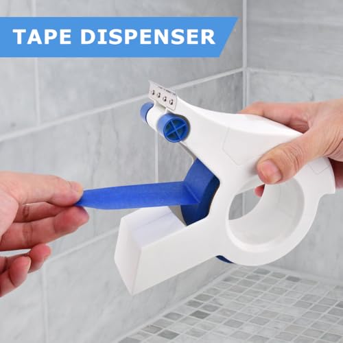 Image of Masking Paint Tape Dispenser, Portable Paint Tape Applicator for Trim, Easy to Grip Rounded Handles and Accurate Tape Application, Saves Time Compact Design for On The Go Usage(White)