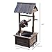 Outsunny Outdoor Wooden Wishing Well Fountain with Adjustable Water Flow Rate, Outdoor Rustic Waterfall Fountain with Electric Pump, Water Bucket, for Backyard Patio Garden Lawn, Carbonized Finish