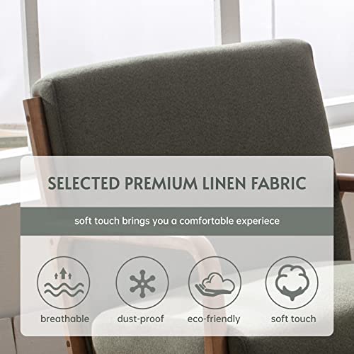 Anjhome Mid Century Modern Accent Chair, Comfy Fabric Reading Chair With Solid Wood Frame, Easy Assembly Armchair For Living Room #TOP3