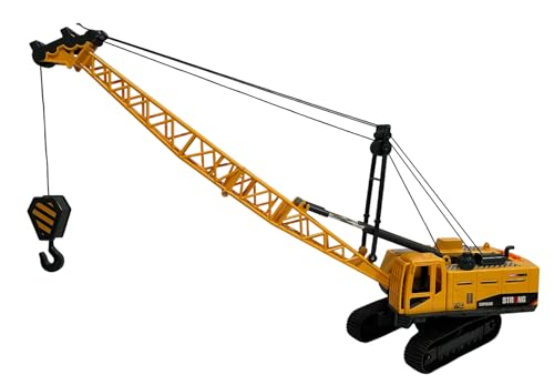 Grúa de juguete gigante para niños, 60 cm, con luces, sonidos, movimiento de fricción, grúa de construcción con orugas, eleva la carga y rotación de 360 grados, grúa de construcción, juguete supergrúa