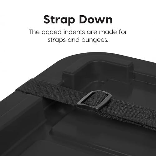 Image of IRIS USA 4-Pack 12 Gallon Storage Bins with Lids |Made in USA| Heavy Duty Plastic Tote Containers for Truckbed Tool Box Organization, Large - Black