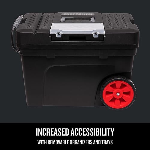 CRAFTSMAN Rolling Tool Box with Wheels, Includes Organizers and Trays, Heavy Duty Plastic, Lockable, 15.2 Inch (CMST33026) by CRAFTSMAN - Image 4