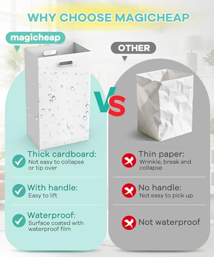 4 Pack Disposable Trash Cans for Parties, 13 Gallon Large Collapsible Garbage Cans with Handle, Thick Recycled Cardboard Recycling Bins for Party Events Camping (13.5