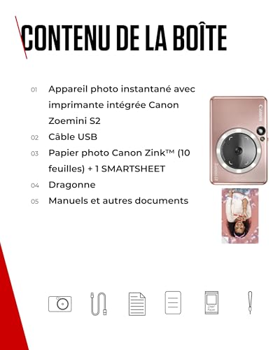 Canon Zoemini S2 Appareil photo instantanné + imprimante , Rose Doré