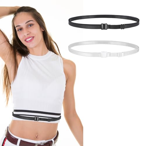 2pcs Womens Elastic Belt Tucky Belt to Crop Tops Invisible Belt for Women Adjustable Shirt Tuck Band Women Crop Tuck Band to Change The Style of Your Tops