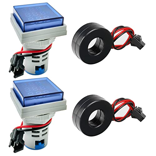 GUUZI 2 Stück Dreistelliges Anzeige AC Strom 20–500V, Spannung 0–100A, 22mm Quadratischer Kopf LED Multifunktionsmessgerät Monitor,Frequenz 20–70 Hz Anzeige(Blau) GUUZI 2 Stück Dreistelliges Anzeige AC Strom 20–500V, Spannung 0–100A, 22mm Quadratischer Kopf LED Multifunktionsmessgerät Monitor,Frequenz 20–70 Hz Anzeige(Blau)