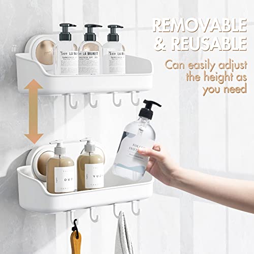 Taili Suction Cup Toothbrush Holder & Shower Caddy 2 Pack Bathroom Oragnizer Shelves For Shower, Removable Drill-Free Plastic Bathroom Accessories #TOP6