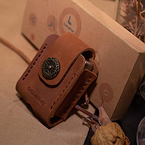Leather Lighter Holder With Pocket Belt Loop - Losharher Anti-Scratch Protective Storage Case For Zippo Full Grain Cowhide Handcrafted Sheath (Brown, B-Belt Loop) #TOP5