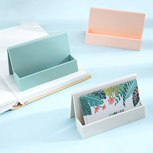 Hilsayum Business Card Holder Business Card Display Stand Vertical Card Organizer Desktop Organizers Office Supplies for Tabletop, Workspace (White) - Thumbnail 2