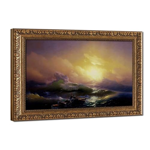 La neuvième vague d'Ivan Aivazovsky impression sur toile avec cadre en bois