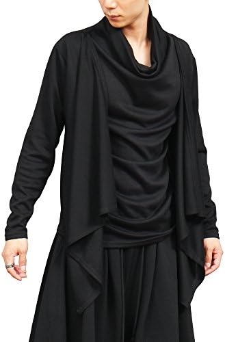 Avant garde Turtle Shirring Neck Layered Cardigan Tee