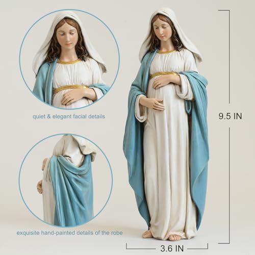 Estatua Virgen Embarazada 9.5 pulgadas Decoración Religiosa miniatura 3