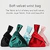 tuwiwol Robuste und trendige Samt Knotentasche, geeignet für alle Jahreszeiten. Tragbare Handtasche im eleganten Plüschstil. Bunte Samt Handgelenktasche, zurück #4