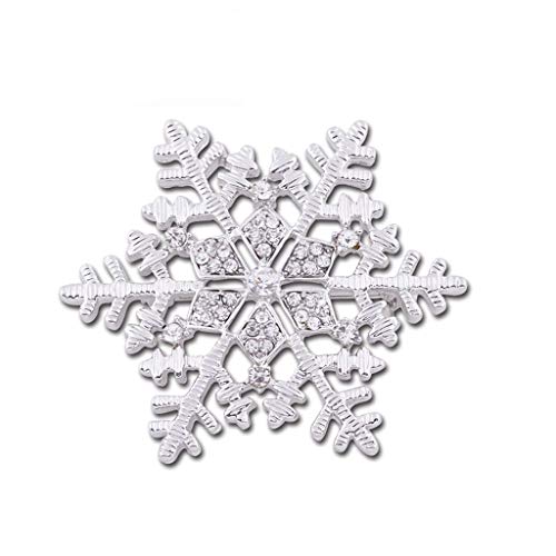 Broche femme or rose strass Noël flocon bijoux pour robe et écharpe