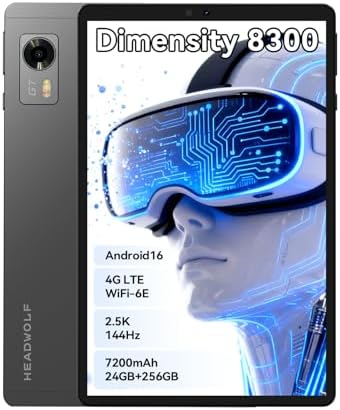 （13:30時点） Headwolf Titan 1 Android16 タブレット 8インチ Dimensity 8300、2.5K 144Hz高リフレッシュレート 24GB LPDDR5X+256GB UFS 4.0 2TB拡張、上下デュアルスピーカー、7200mAh USB3.0 HDMI/DP対応、simフリー タブレット WiFi-6E WidevineL1 光センサー GPS 8MP+16MP