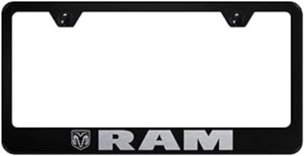 Au-Tomotive Gold Inc. Officially Licensed Laser Etched Stainless Steel License Plate Frame for Ram (Black)