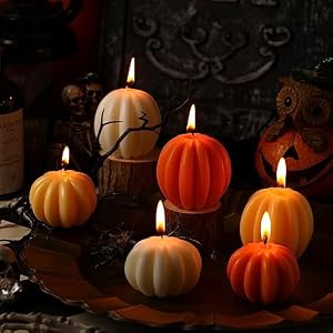 MTLEE 6 Pieces Thanksgiving Pumpkin Shaped Soy Candles Fall Scented Tealight Candles Home Decor Handmade Thanksgiving Gifts for Bedroom Bathroom Party (Orange, White, Pumpkin) MTLEE 6 Pieces Thanksgiving Pumpkin Shaped Soy Candles Fall Scented Tealight Candles Home Decor Handmade Thanksgiving Gifts for Bedroom Bathroom Party Orange White Pumpkin