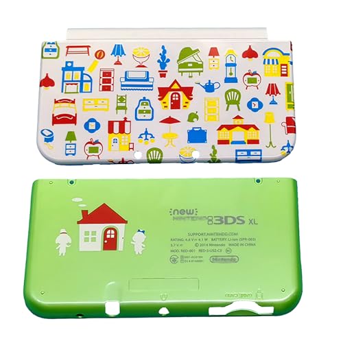 Meigpai Limited for New 3DSXL Extra Shell Cover Plates Animal Forest Cross Replacement, A/E Faceplate Housing Case CoverPlate, Top/Bottom, Green / White, Plastic