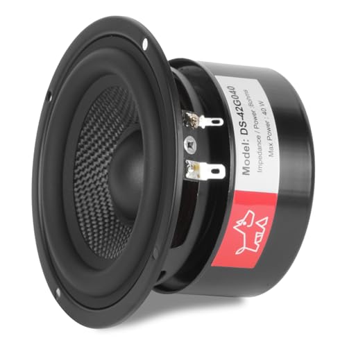 Image of 4 Inch Glass Fiber Cone Mid Woofer - 8 Ohms 40 Watts Double Magnetic HiFi Driver Speakers for High-End Bookshelf, Center Channels & DIY Projects (2 Pcs)