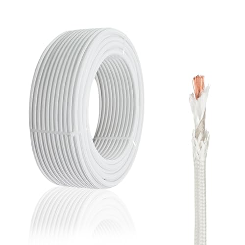 KToyeang 14 Gauge High Temperature Wire 16.4Ft, -76-932 ? 14 AWG Mica Fiberglass Electronic Copper Wire Insulated Heat Resistant High Temp Electronical Flexible Cable for Lamp Boiler Heater Kiln