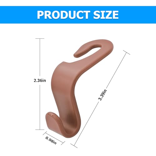Image of 4PCS Car Back Seat Headrest Hooks, Rear Car Seat Storage Headrest Hanger Holder Hooks Organizer, Universal Auto Interior Accessories for Bag Purse Handbag Cloth Coats Grocery (Brown)