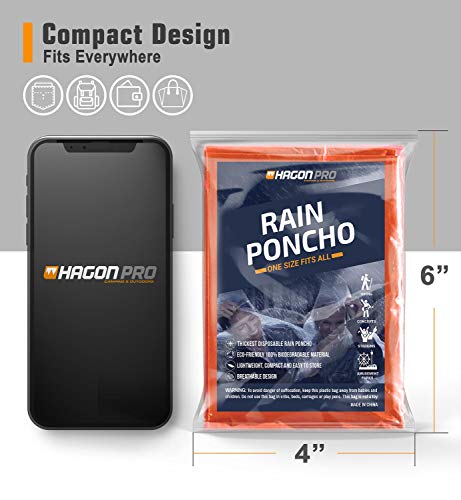 Hagon Pro Disposable Rain Ponchos For Adults (5 Pack) (Red 5 Pack) #TOP2