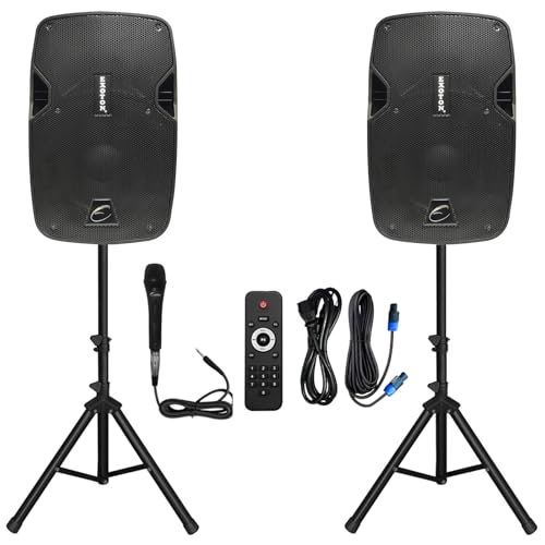 EXOTON 10 Dual Powered PA Speakers with Accessories