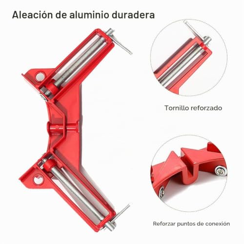 Miniatura 3 de Abrazadera De Ángulo Recto 90 Grados Madera - Inglete Y Esquina Para Marco, Herramientas Diy - 2 Piezas