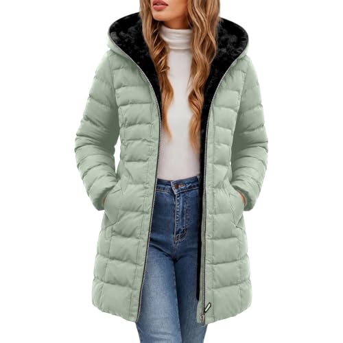 FPMLUXLL Puffer Jacket Womens Long Fur Hooded Warm Winter Quilted Jackets - image 1