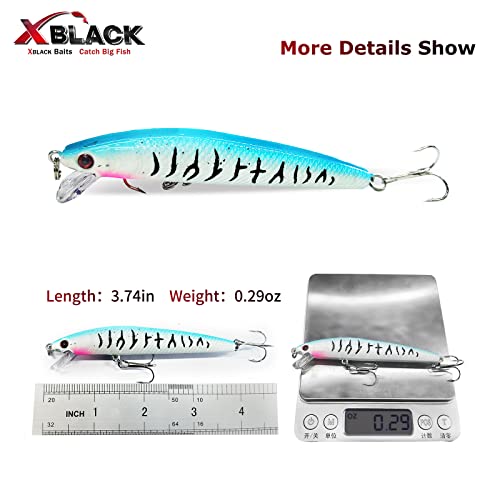 Xblack Minnow Lures Set Hard Lures Set 20Pcs Mixed Size And Color For Beginner Starter, Xblack Baits, Catch Big Fish! #TOP3