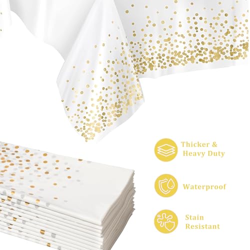 69pcs Metallic Gold Tableware,Foil Golden Party Dinnerware Shiny Metallic Gold Paper Plates Cups Napkins and Tablecloth Kit for Her Him Birthday Party Supplies Table Decorations - Image 3