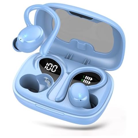 Tiksounds Wireless Earbuds, Bluetooth 5.3 Headphones, 72Hrs Deep Bass Ear Buds with Earhook, Bluetooth Earbuds with 4 ENC Noise Canceling Mic, LED Display Earphones, IP7 Waterproof Earbud for Sport Cover