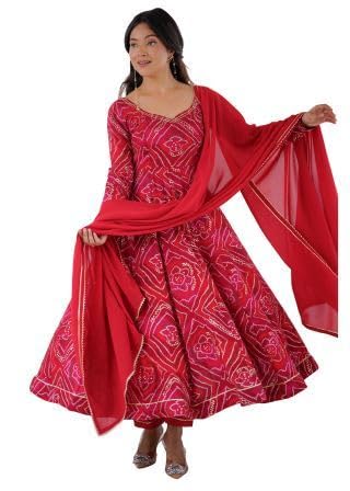 Red Anarkali with Gota Patti Work