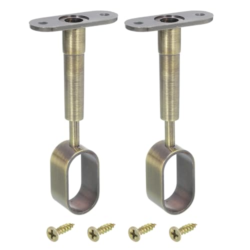 QUARKZMAN 2 Pz Staffa per Ripiano Ovale per Armadio, Staffa di Supporto per Tubo Asta per Armadio Regolabile in Altezza, Staffa Porta Tubo Completa con Vite per Armadio Armadio Bronzo