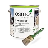 OSMO Landhausfarbe High Solid versch.Farben Wetterschutzfarbe Wasserabweisend - Flächenstreicher Pinsel Gratis (Anthrazitgrau 2716)